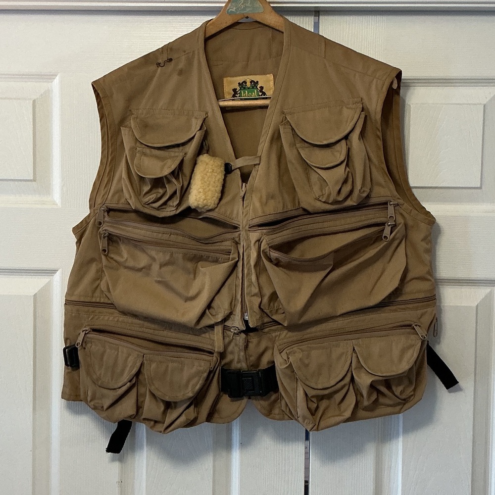 Vintage Ideal Brown Multi-Pocket Fishing Vest- read